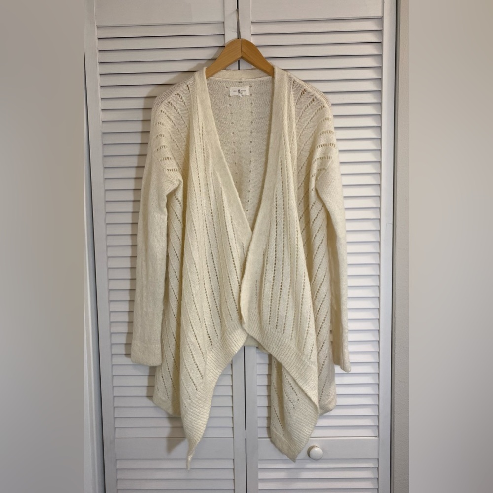 Lou & Grey Hankerchief Eyelet Knit Open Cardigan Size M